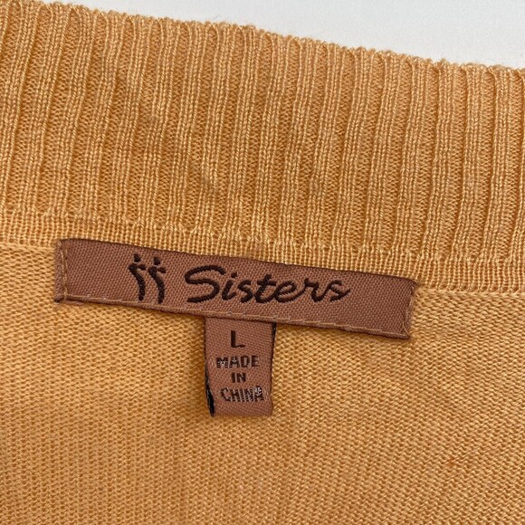 Sisters Womens Peach 3/4 Sleeve V Neck Knitted Pullover Sweater Dress Size Large - Picture 5 of 9